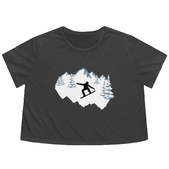 Snowboarding, snowboarder Flowy Cropped Tees