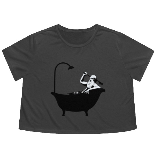 Banksy - Grandpa in the bathtub Flowy Cropped Tees