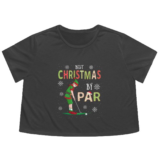Golf Elf Pun Golfer Christmas Golfing Flowy Cropped Tees