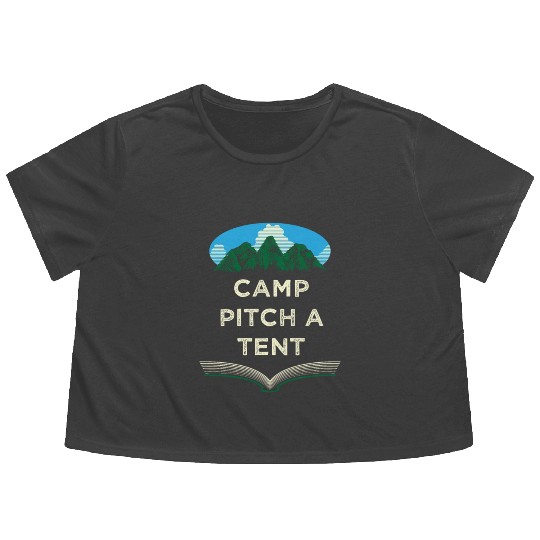 Camp Pitch a Tent Summer Camping Tropical Camper W Flowy Cropped Tees