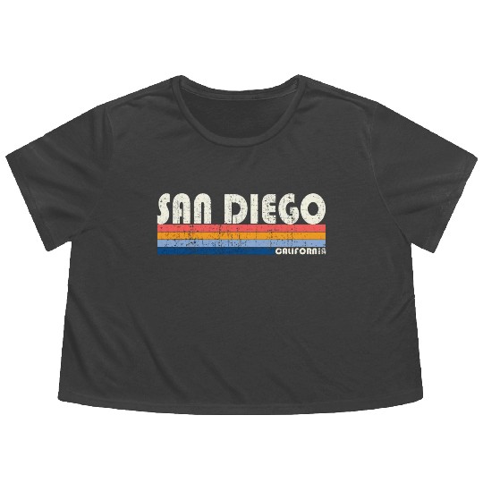 Vintage 70S 80S Style San Diego Ca Flowy Cropped Tees