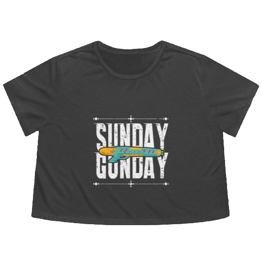 Sunday Gunday Gun Shooting Pistol Firearms Flowy Cropped Tees
