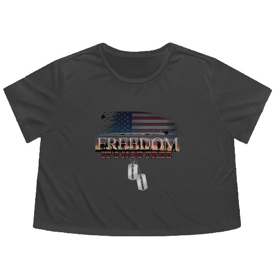Airforce Veteran Freedom isn't Free Flowy Cropped Tees