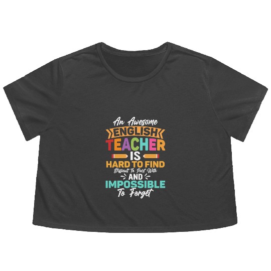 An Awesome English Teacher Grammar School Flowy Cropped Tees