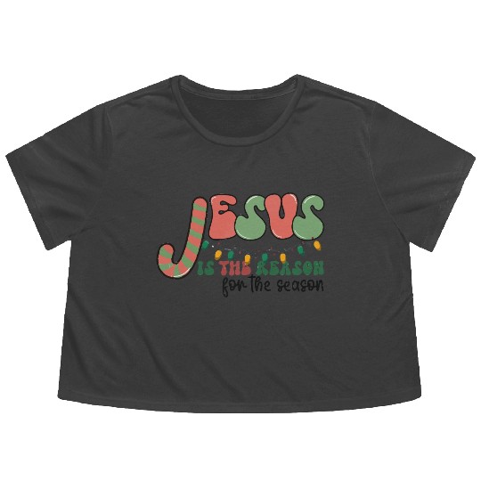 Jesus is The Reason for the Season Candy Christian Flowy Cropped Tees
