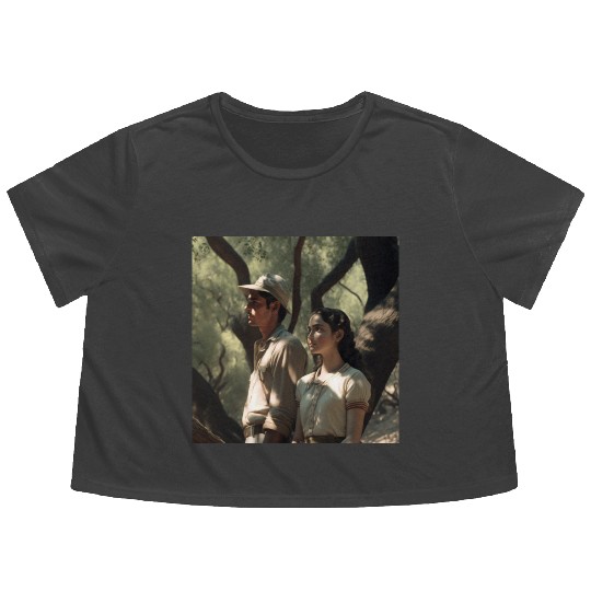 screengrab from a 1920s film scene beautiful Flowy Cropped Tees