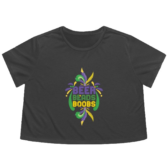 Festival Parade Beer Beads Bling Mardi Gras 2023 Flowy Cropped Tees