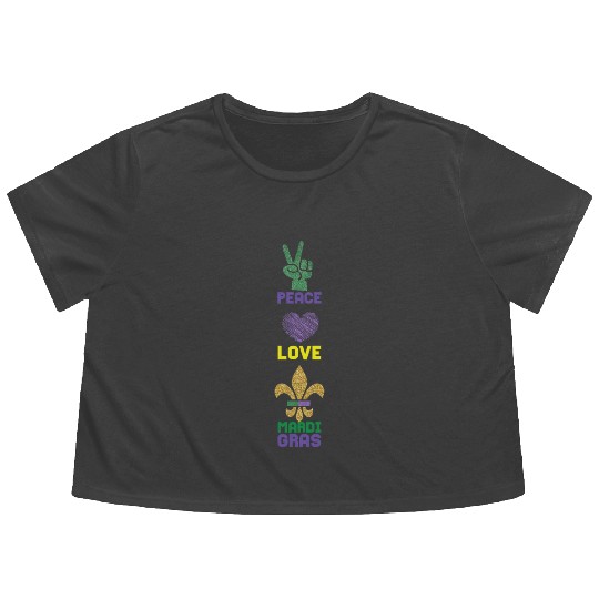 2023 Festival Parade Beads Love Peace Mardi Gras Flowy Cropped Tees
