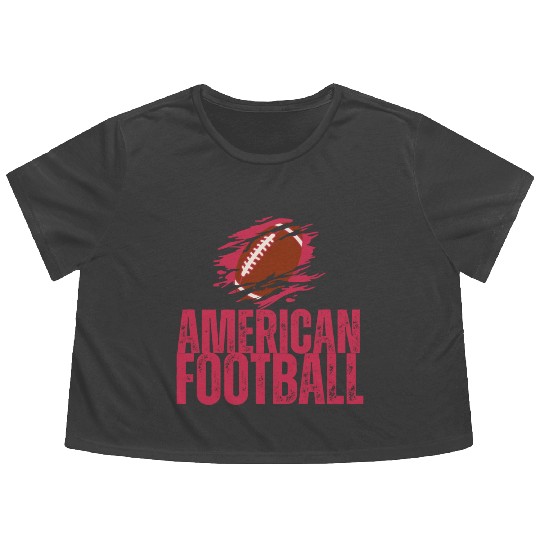 Red American Football Sport Design Game Day Tees Flowy Cropped Tees