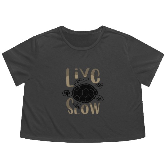 Relax and Live Slow Sea Turtle Beachy Vacation Flowy Cropped Tees