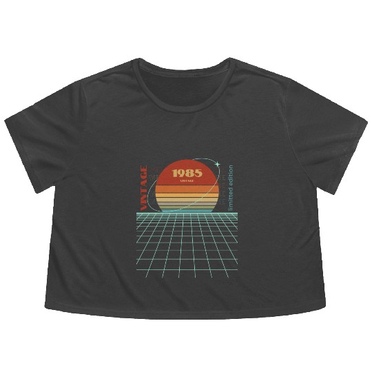 Vintage 1985 Birthday gifts Guitar lovers 37th Bir Flowy Cropped Tees