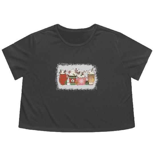 Christmas Hot Chocolate Peppermint Mocha Flowy Cropped Tees