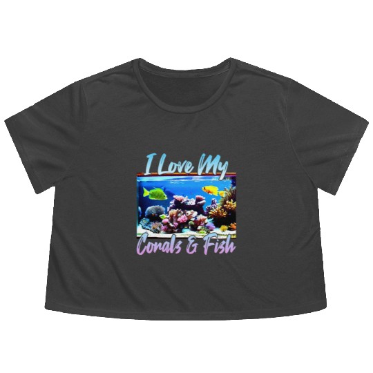 Saltwater aquarium coral fish Flowy Cropped Tees