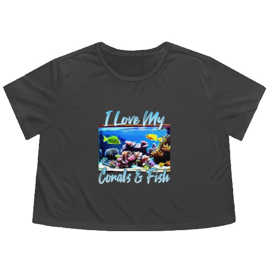Saltwater aquarium coral fish Flowy Cropped Tees