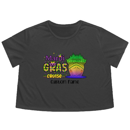 Mardi Gras Cruise Mardi Gras Carnival Trip Funny Flowy Cropped Tees