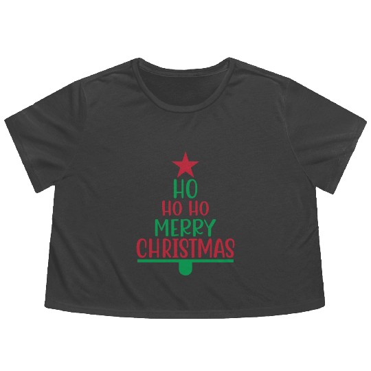 Ho ho ho Merry Christmas Flowy Cropped Tees