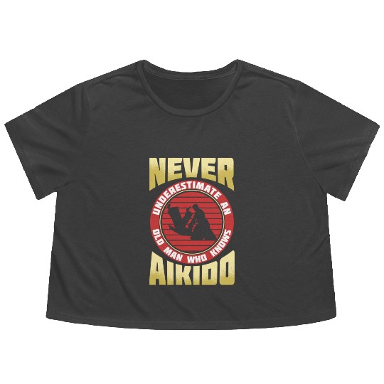 Aikido Old Man Japan Taekwondo Karate Martial Arts Flowy Cropped Tees
