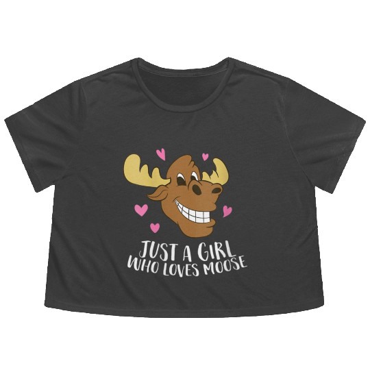 Funny Just A Teacher Who Loves Moose Flowy Cropped Tees