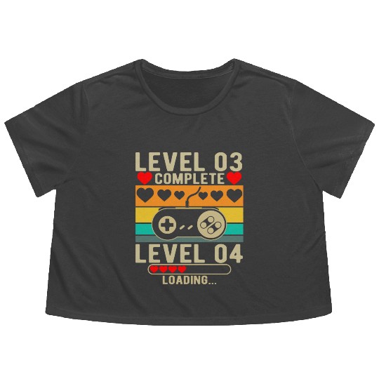 Level 3 Complete 3rd Wedding Anniversary Gamer Flowy Cropped Tees
