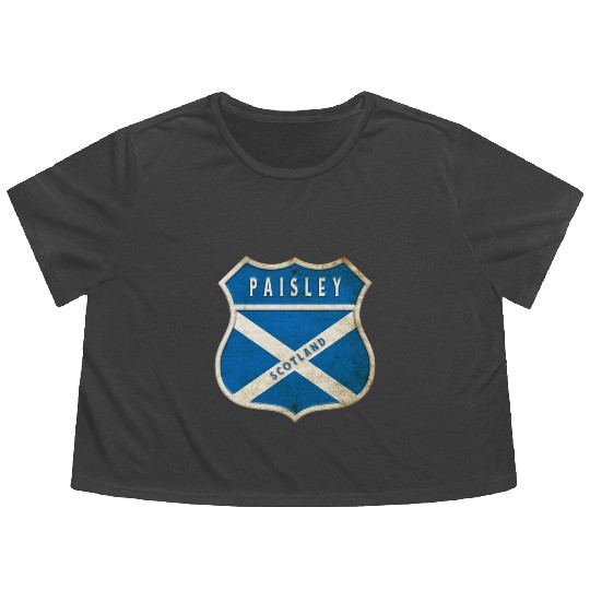 Paisley Scotland coat of arms flag design Flowy Cropped Tees