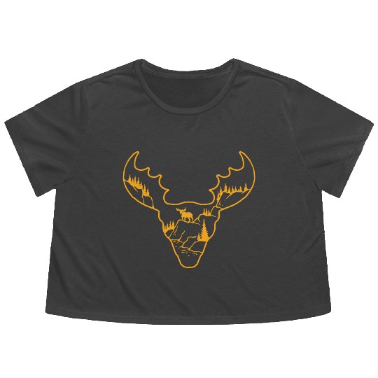 moose head Flowy Cropped Tees