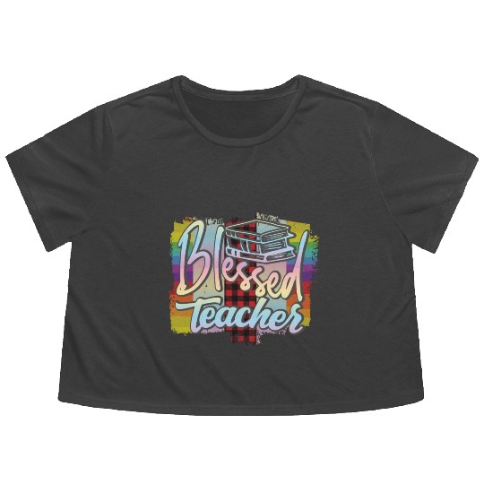 Blessed teacher Flowy Cropped Tees