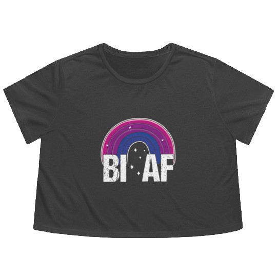 Bi AF Bisexual Pride Flag Rainbow Flowy Cropped Tees