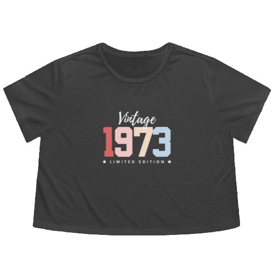 50 Years Vintage 1973 Retro 50th Birthday Flowy Cropped Tees