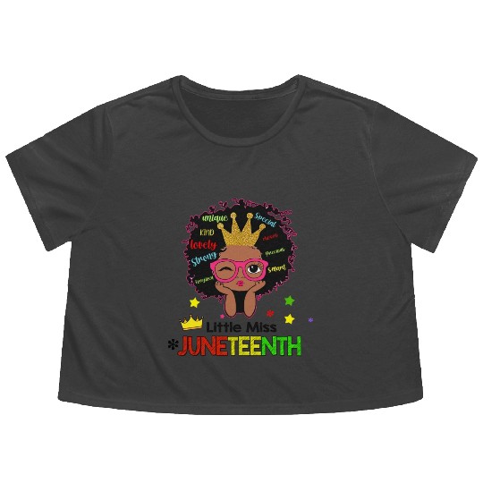Afro Lady Woman, Juneteenth Day Flowy Cropped Tees