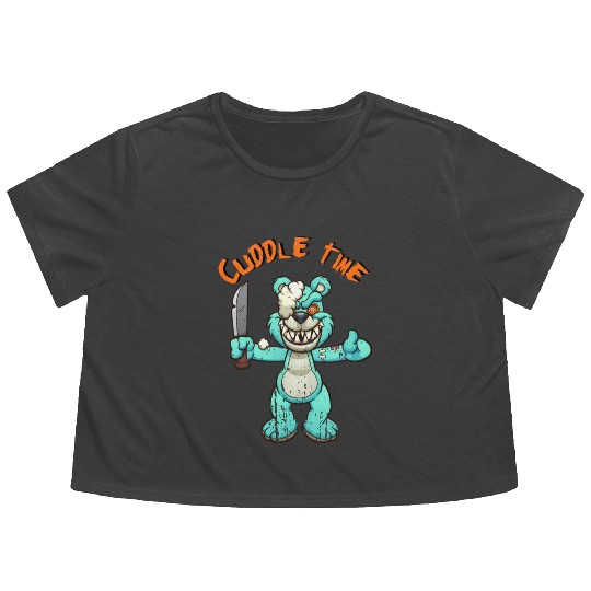 Cuddle time Teddys Horror Halloween Flowy Cropped Tees