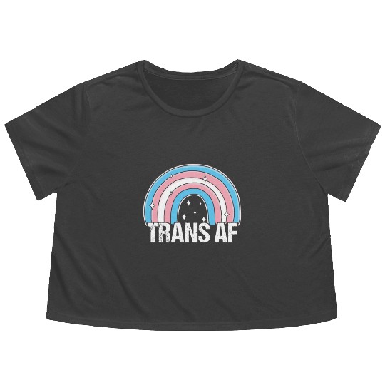 Trans AF Transsexual Transgender Pride Flag Rainbo Flowy Cropped Tees