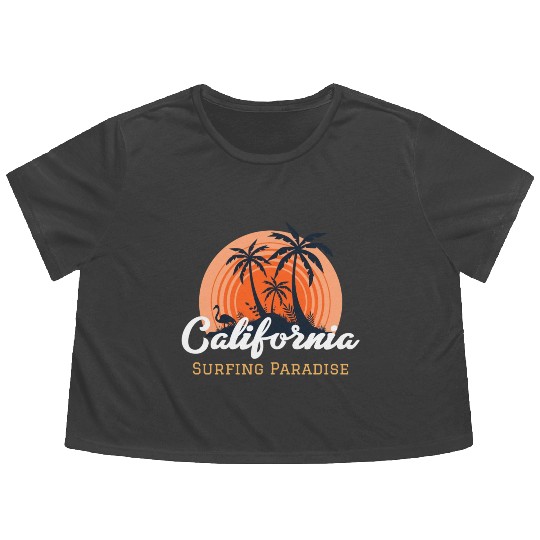 California surfing paradise Flowy Cropped Tees