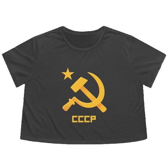 USSR Soviet Union Russia Hammer Sickel USSR Flag C Flowy Cropped Tees