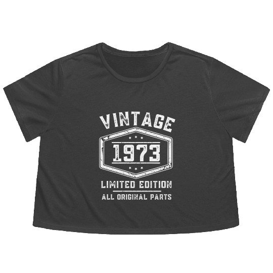 50 Years Vintage 1973 Retro 50th Birthday Flowy Cropped Tees