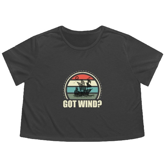 Got Wind Ocean Boating Nautical Sailing Sailor Flowy Cropped Tees