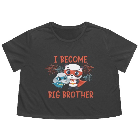 Big brother super hero panda elephant Flowy Cropped Tees