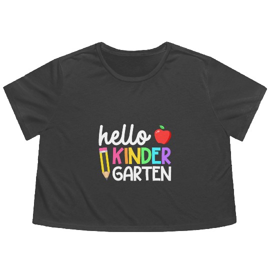 Hello Kindergarten Team Kinder Back to School Teac Flowy Cropped Tees
