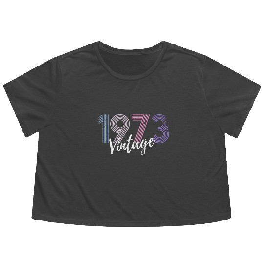 50 Years Vintage 1973 Retro 50th Birthday Flowy Cropped Tees