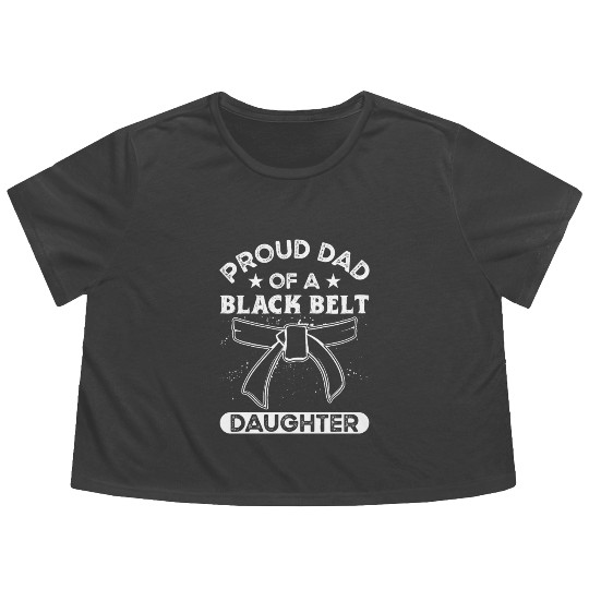 Jiu jitsu proud dad of black belt daughter jujutsu Flowy Cropped Tees