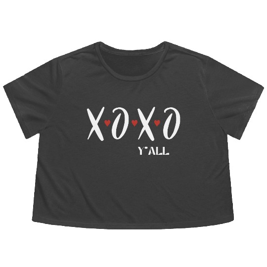 xoxo I love you Valentine's day Flowy Cropped Tees