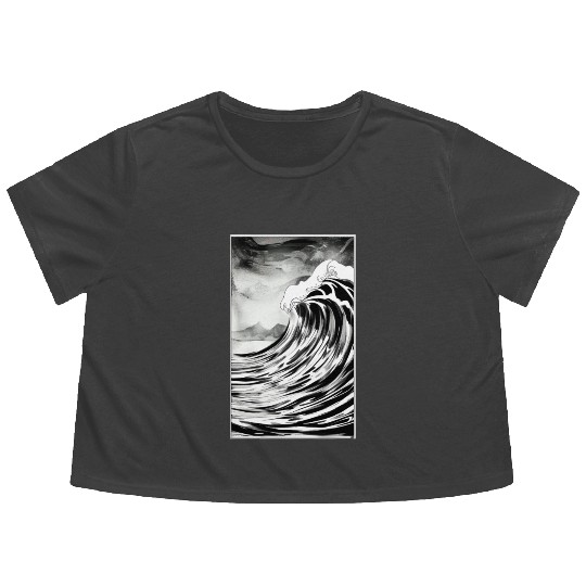 Black and White Dream Wave Flowy Cropped Tees