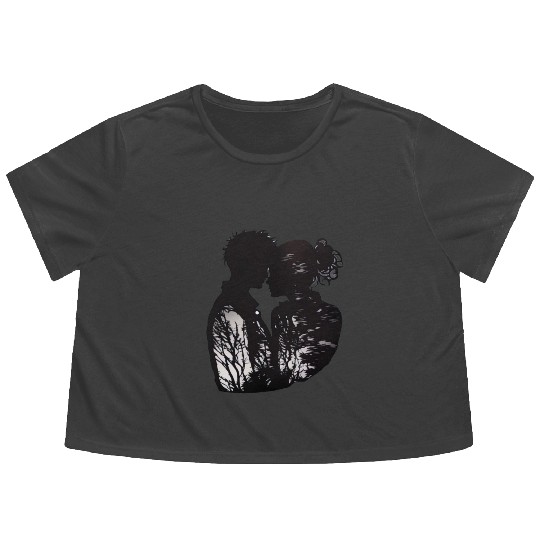 Sweet Couple's Firm Embrace, Valentine's Gift, Flowy Cropped Tees