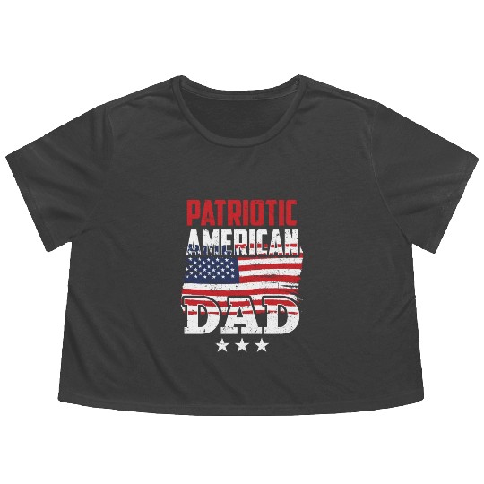 Patriotic American Dad Patriot US USA Flowy Cropped Tees