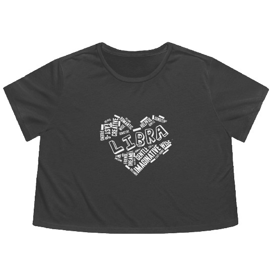 Libra Heart Word Cloud Doodle Astrology Zodiac Sta Flowy Cropped Tees