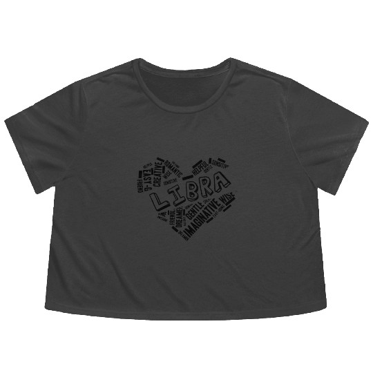 Libra Heart Word Cloud Doodle Astrology Zodiac Sta Flowy Cropped Tees