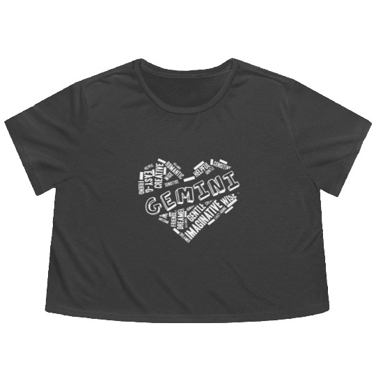 Gemini Heart Word Cloud Doodle Astrology Zodiac St Flowy Cropped Tees