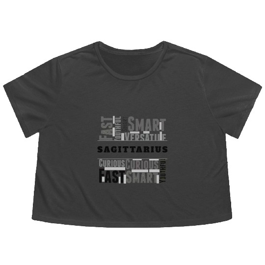 Sagittarius Zodiac Star Sign Word Cloud Square Mon Flowy Cropped Tees