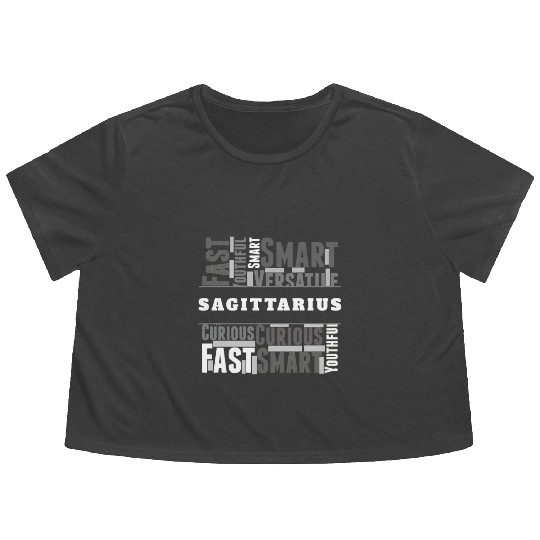 Sagittarius Zodiac Star Sign Word Cloud Square Mon Flowy Cropped Tees