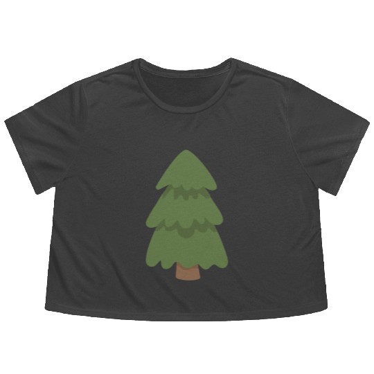 Cartoon Evergreen Tree Flowy Cropped Tees