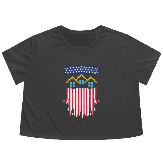 Proud American Patriotic USA Flag Realtor Real Est Flowy Cropped Tees